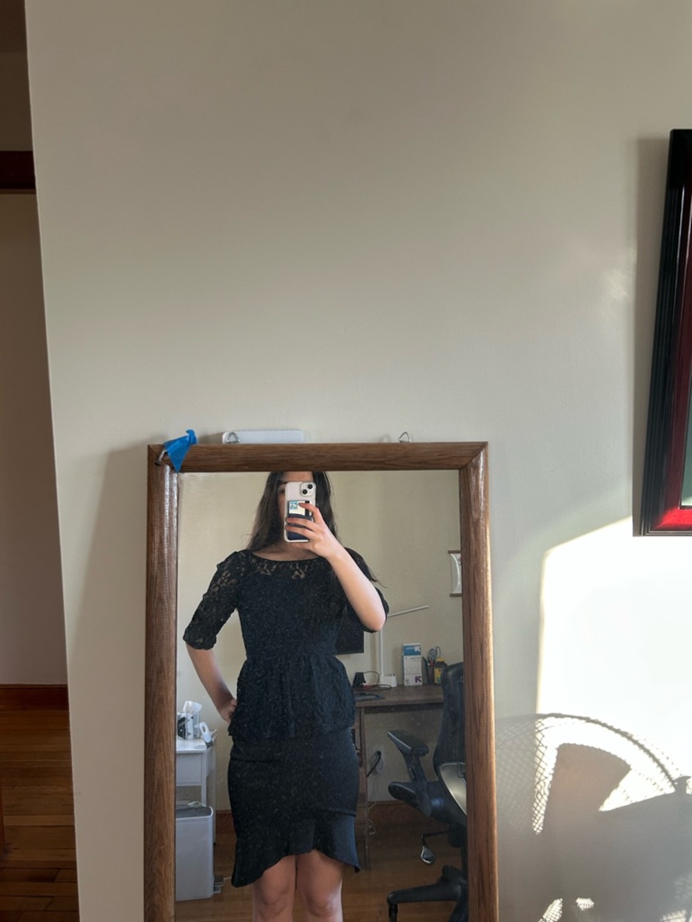 Juicy Couture Black Lace Peplum Midi Dress